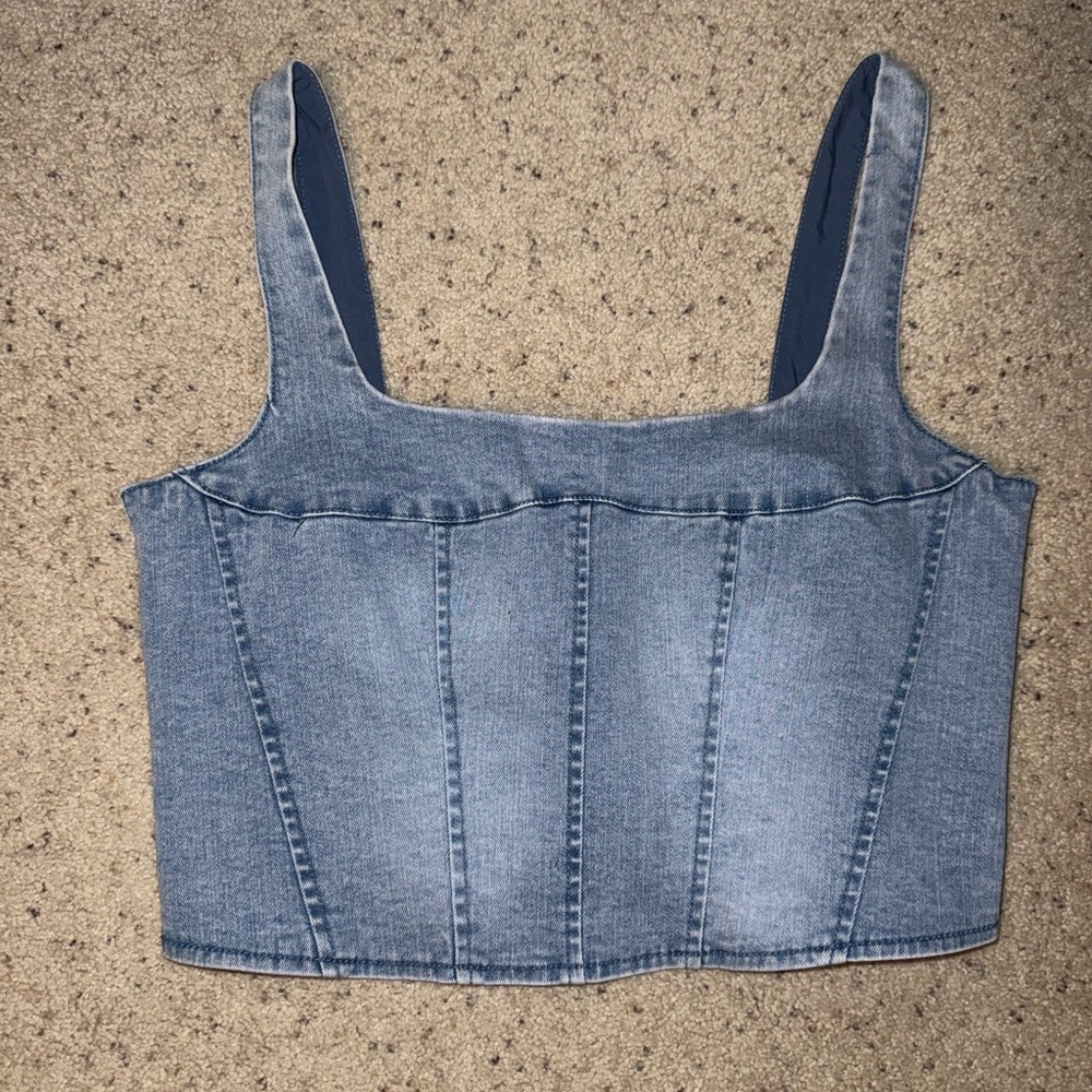 Classic Denim Blue Crop Top